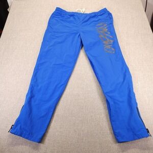 Vintage Mossimo Track Pants Men Blue Large Adjustable Waist Drawstring Zip Ankle